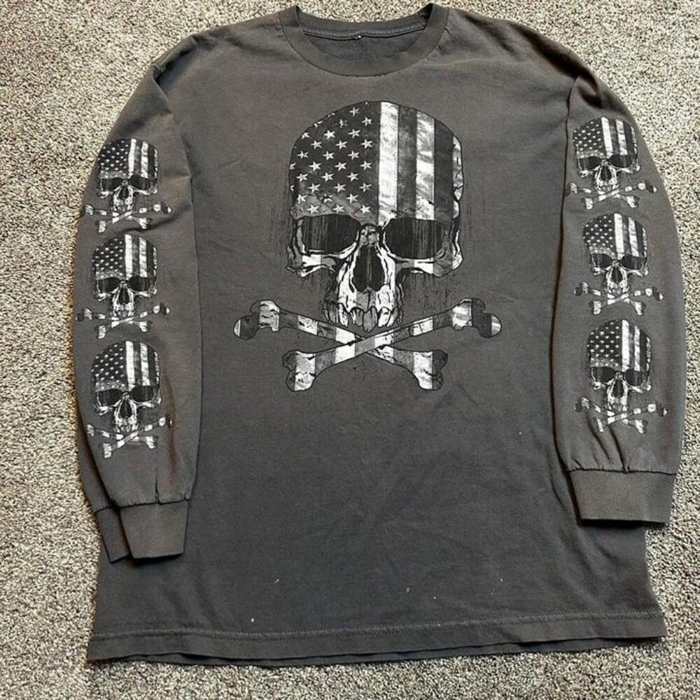 Vintage Y2K biker motorcycle punk long sleeve T-shirt size medium‎